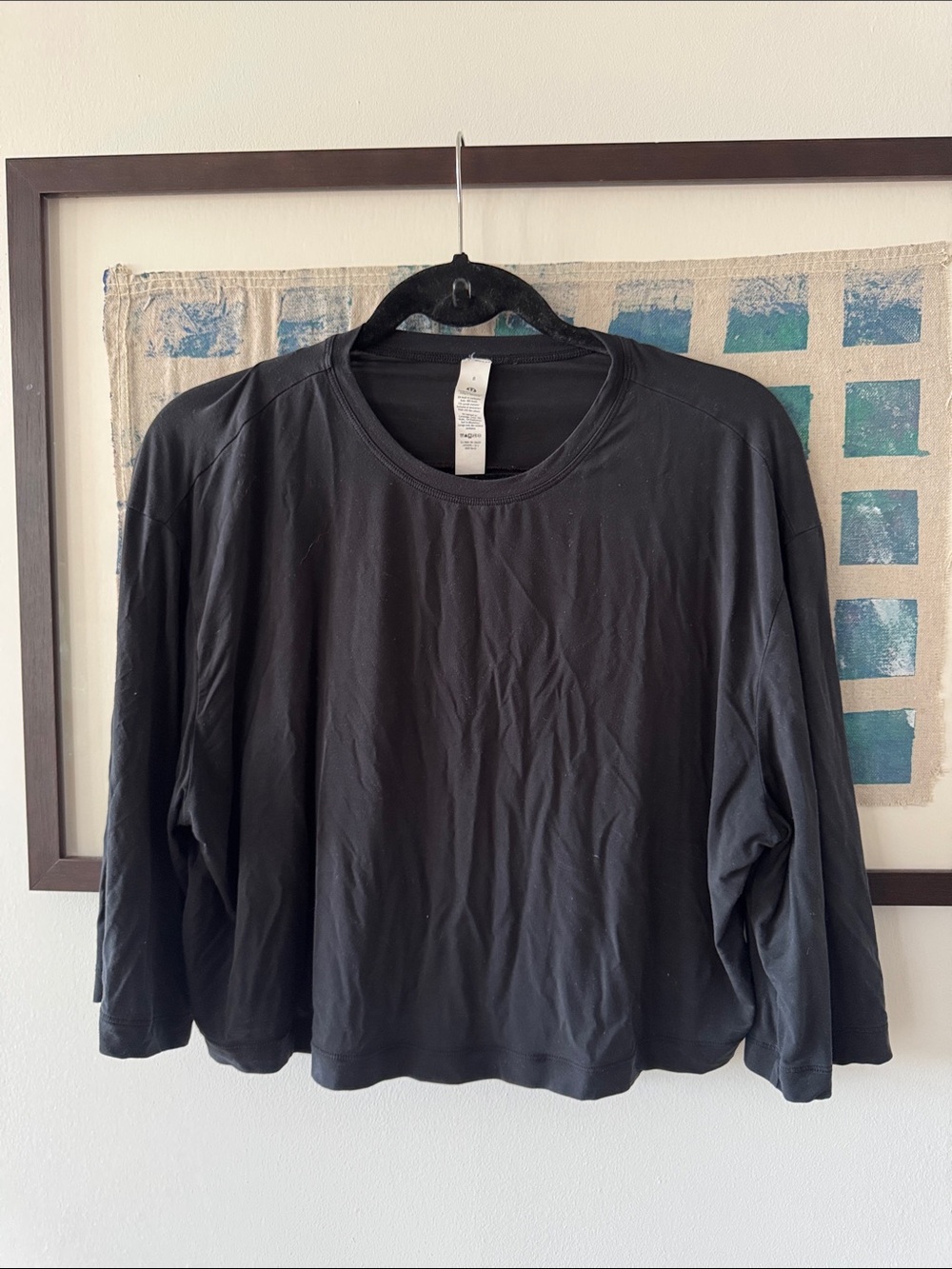 EUC lululemon Modal Relaxed-Fit Cropped Short-Sleeve Shirt Black 8
